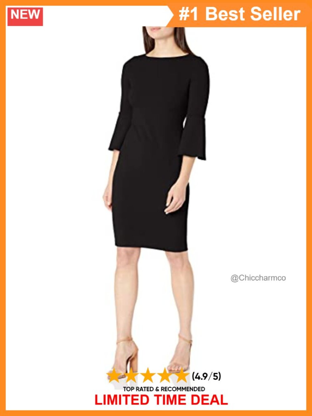 3/4 Belle Sleeve Knee Length Crepe Sheath Dress Work